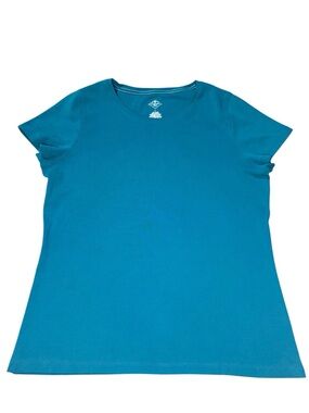 St. John’s Bay Large Blue Teal Short Sleeve Tee Cotton Basic Top Capsule Summer
